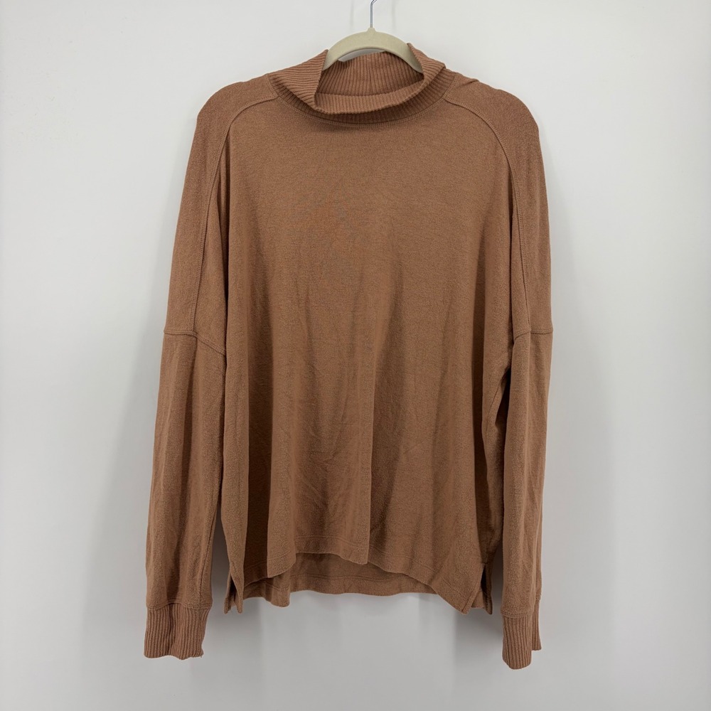 Sonoma Womens L Brown Sweater Mock Neck Oversized Rayon Blend Pullover